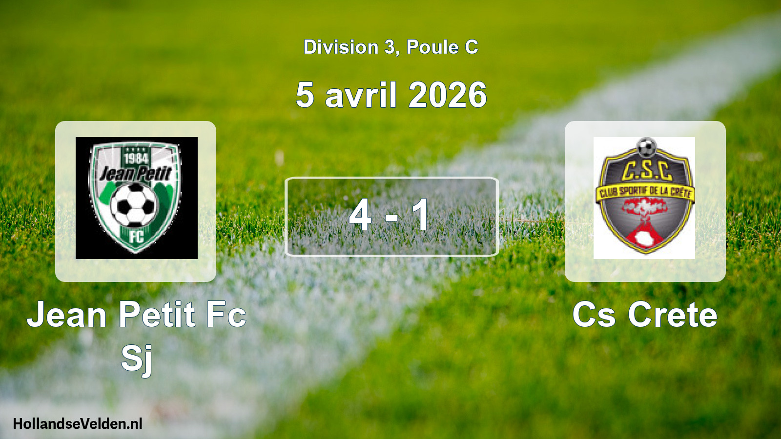 Match joué: Jean Petit Fc Sj - Cs Crete 4 - 1 (5 avril 2026)