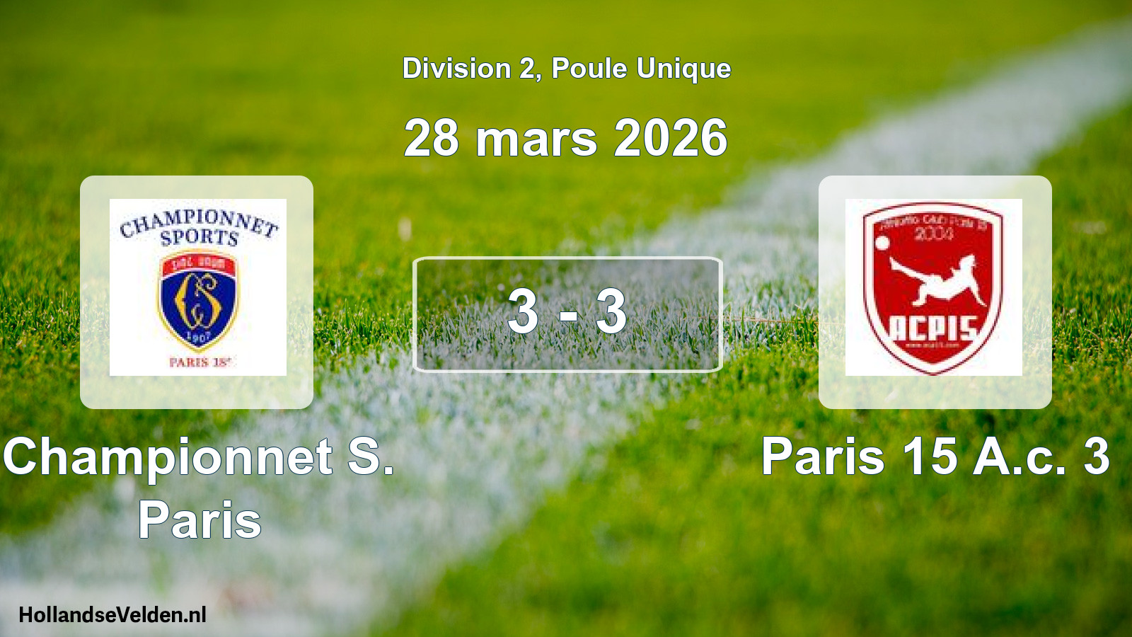Total number of matches played: Championnet S. Paris - Paris 15 A.c. 3 3 - 3 (28 March 2026)