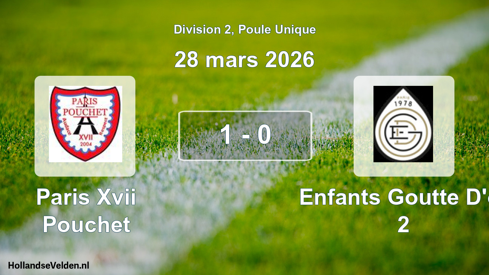 Total number of matches played: Paris Xvii Pouchet - Enfants Goutte D'or 2 1 - 0 (28 March 2026)
