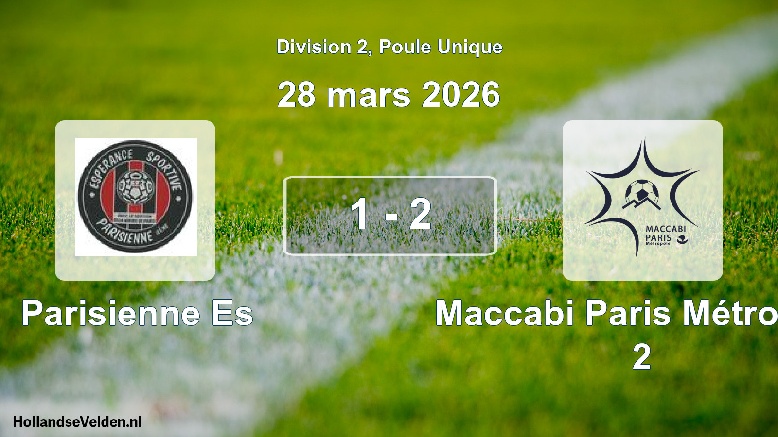 Total number of matches played: Parisienne Es - Maccabi Paris Métropole 2 1 - 2 (28 March 2026)