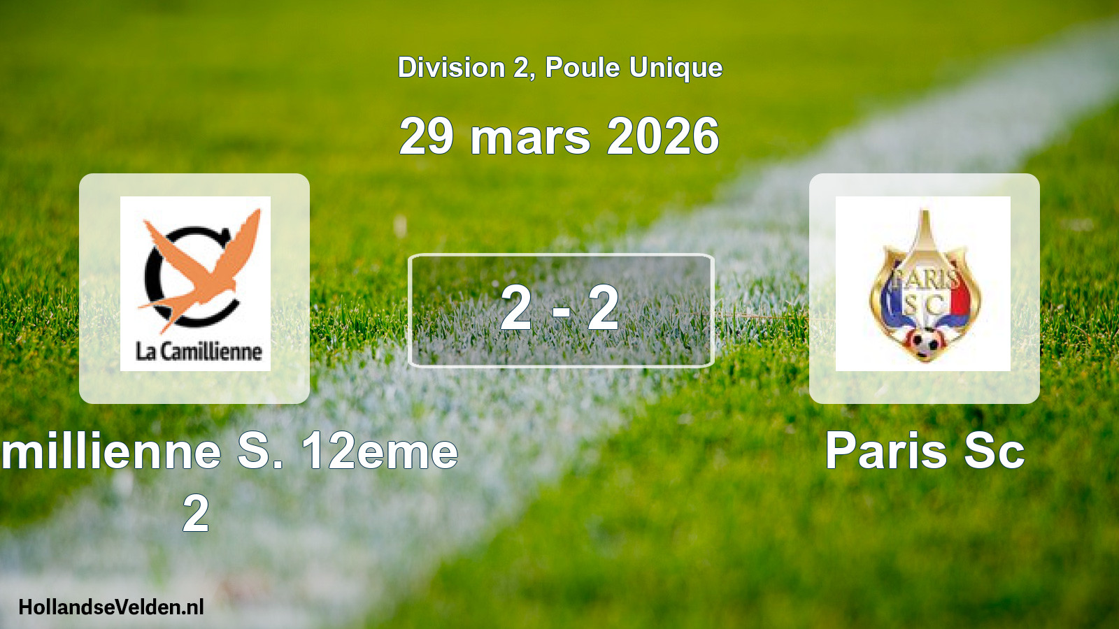 Total number of matches played: Camillienne S. 12eme 2 - Paris Sc 2 - 2 (29 March 2026)