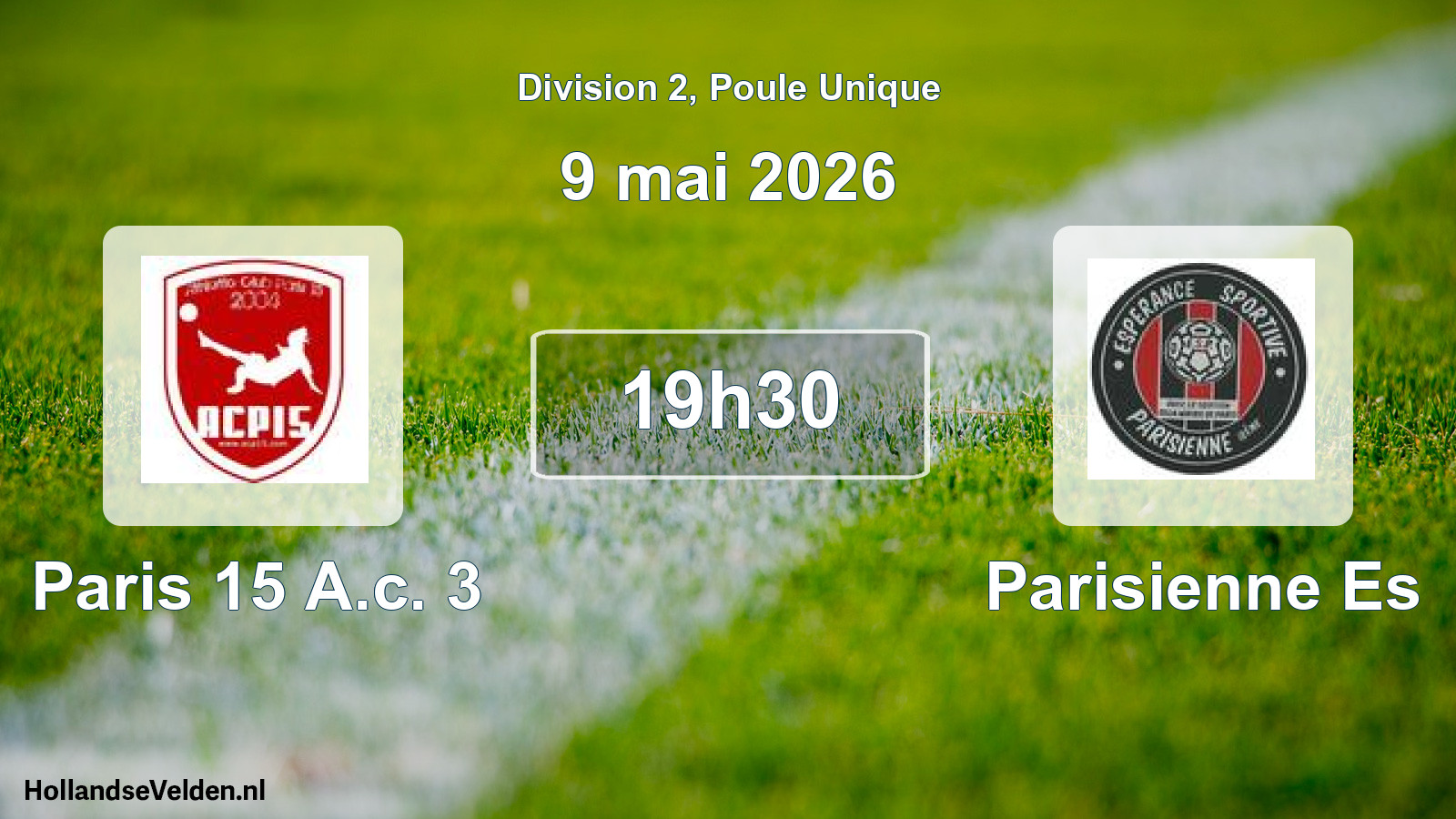 Scheduled Match: Paris 15 A.c. 3 - Parisienne Es (9 May 2026)