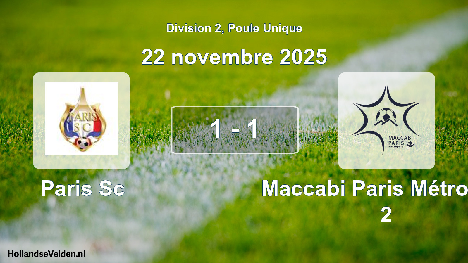 Total number of matches played: Paris Sc - Maccabi Paris Métropole 2 1 - 1 (22 November 2025)