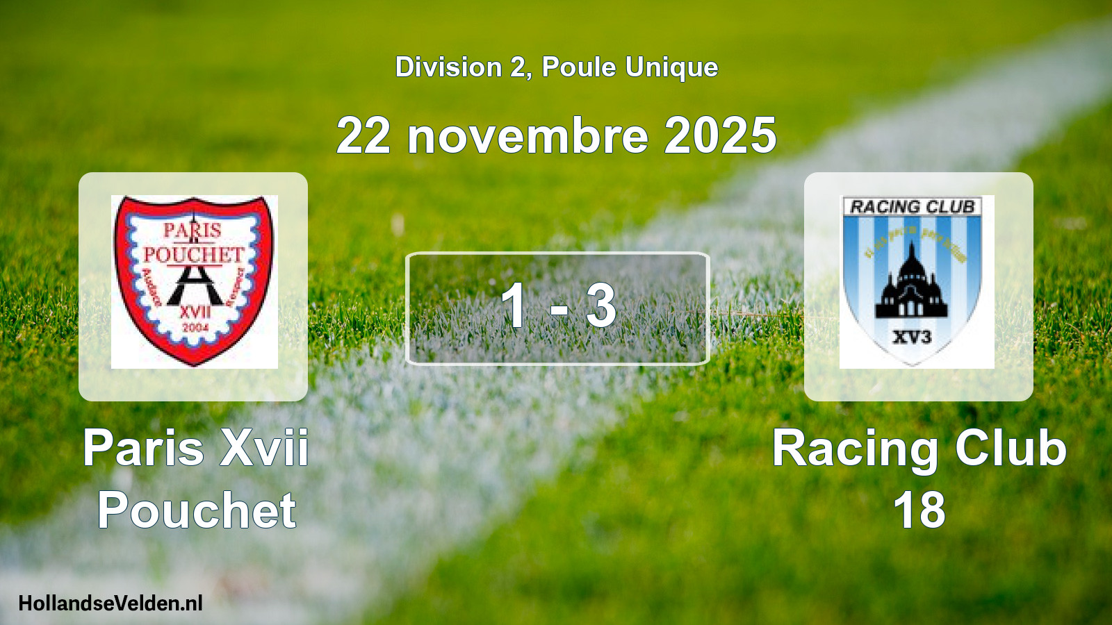 Total number of matches played: Paris Xvii Pouchet - Racing Club 18 1 - 3 (22 November 2025)