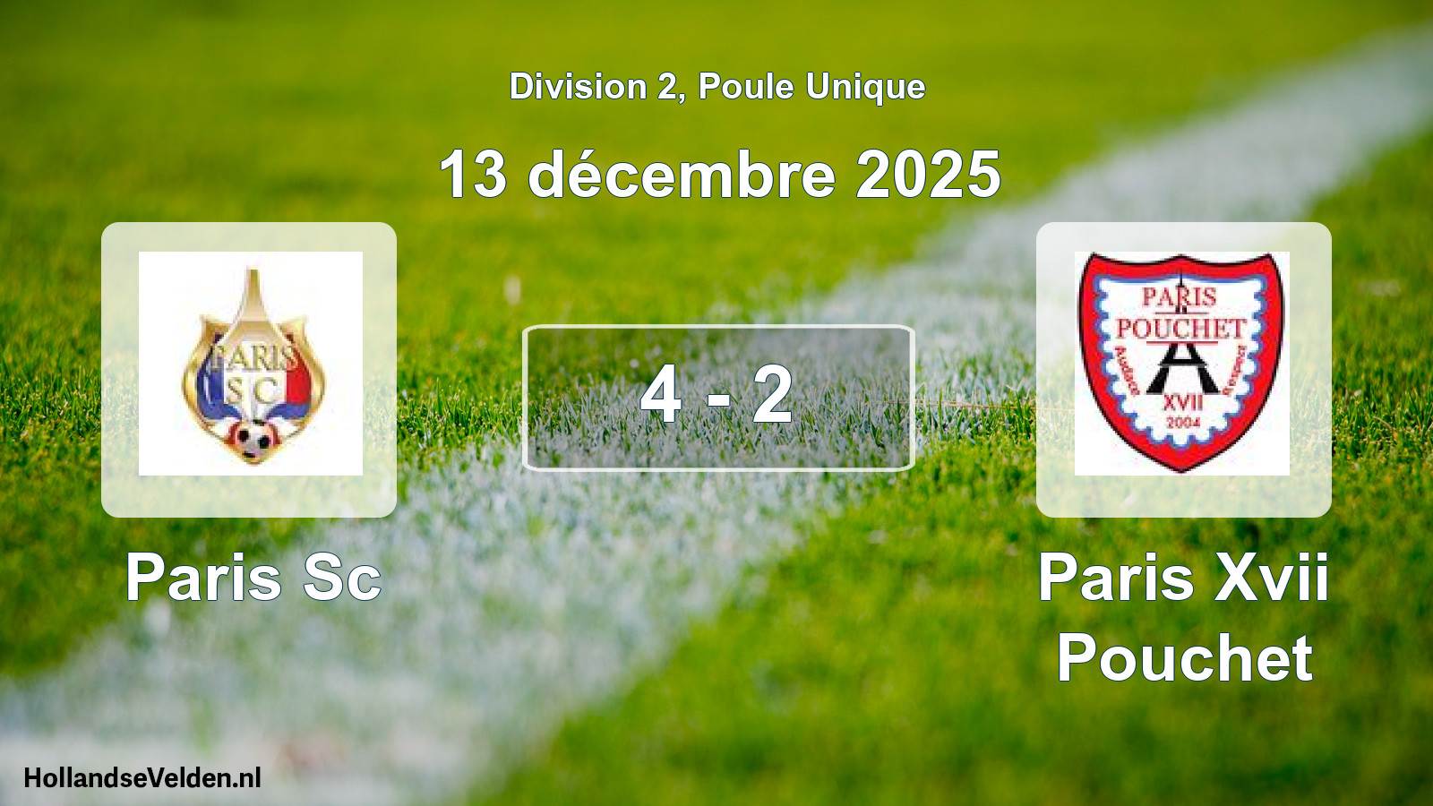 Total number of matches played: Paris Sc - Paris Xvii Pouchet 4 - 2 (13 December 2025)