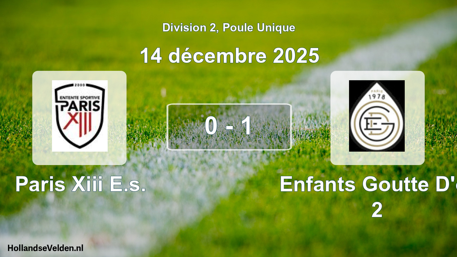 Total number of matches played: Paris Xiii E.s. - Enfants Goutte D'or 2 0 - 1 (14 December 2025)