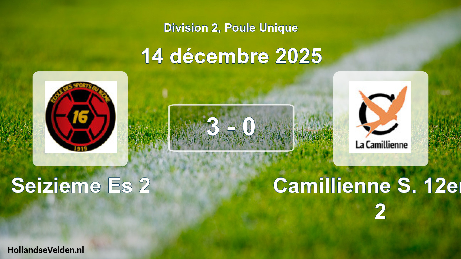 Total number of matches played: Seizieme Es 2 - Camillienne S. 12eme 2 3 - 0 (14 December 2025)