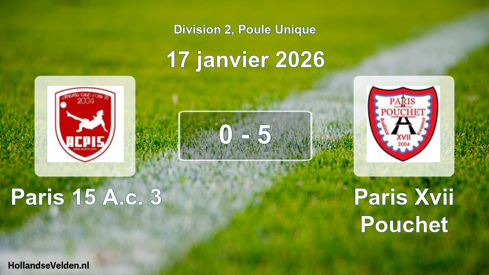 Total number of matches played: Paris 15 A.c. 3 - Paris Xvii Pouchet 0 - 5 (17 January 2026)
