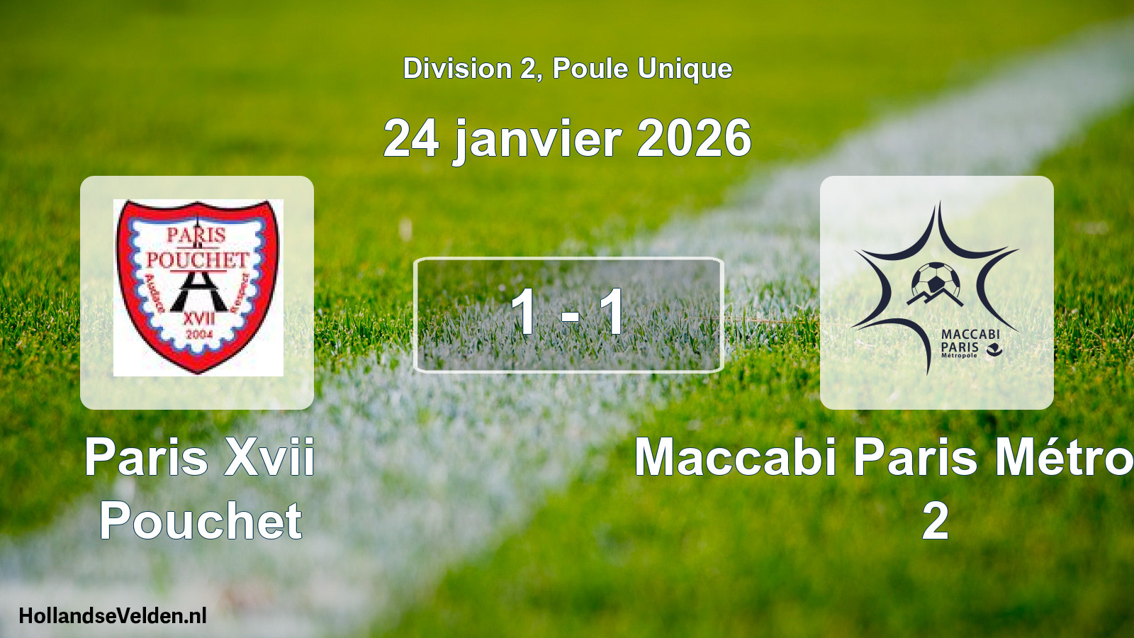 Total number of matches played: Paris Xvii Pouchet - Maccabi Paris Métropole 2 1 - 1 (24 January 2026)