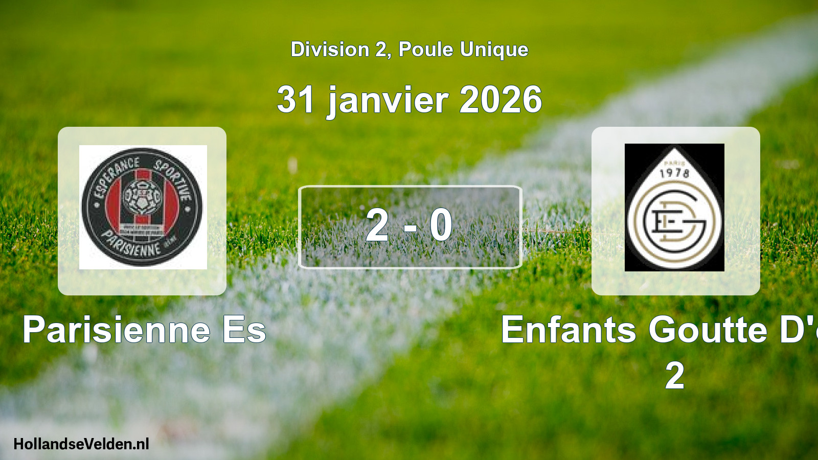 Total number of matches played: Parisienne Es - Enfants Goutte D'or 2 2 - 0 (31 January 2026)