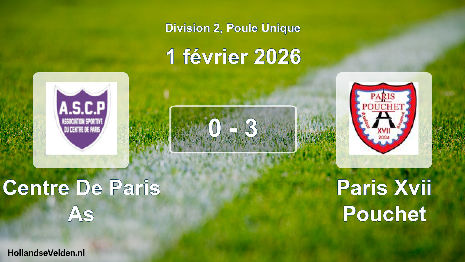 Total number of matches played: Centre De Paris As - Paris Xvii Pouchet 0 - 3 (1 February 2026)