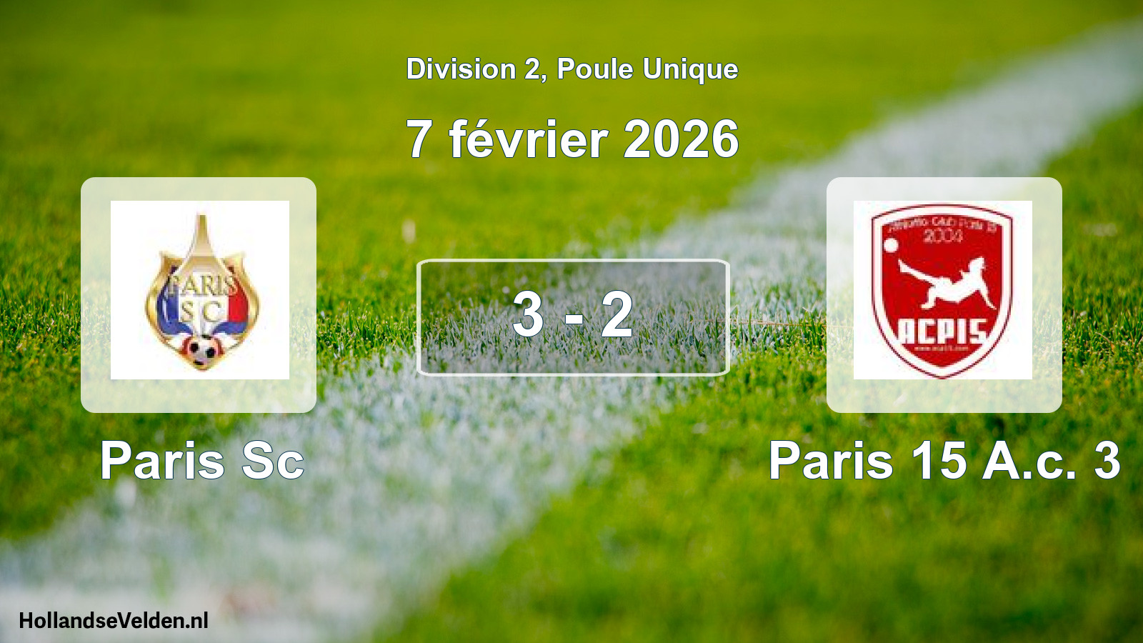 Total number of matches played: Paris Sc - Paris 15 A.c. 3 3 - 2 (7 February 2026)