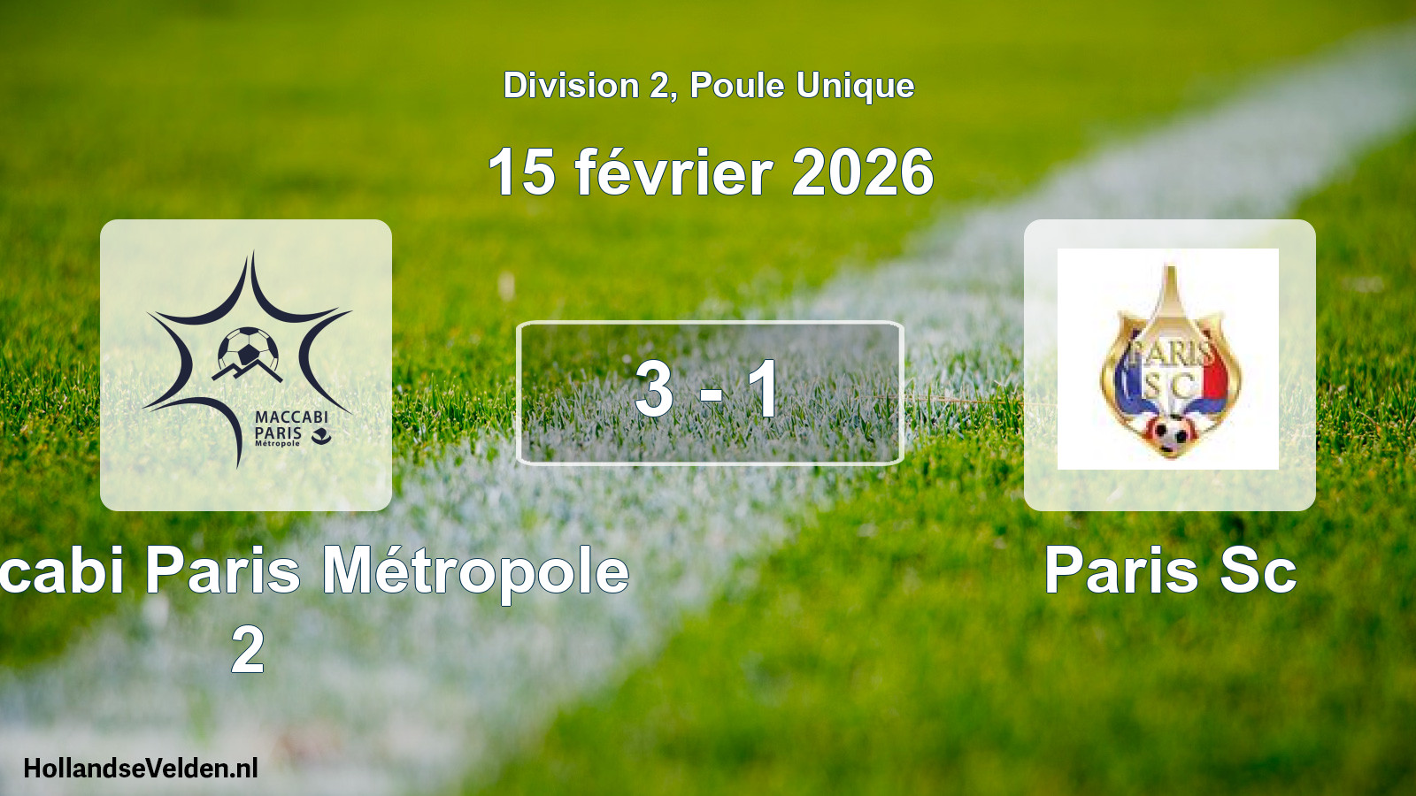 Total number of matches played: Maccabi Paris Métropole 2 - Paris Sc 3 - 1 (15 February 2026)