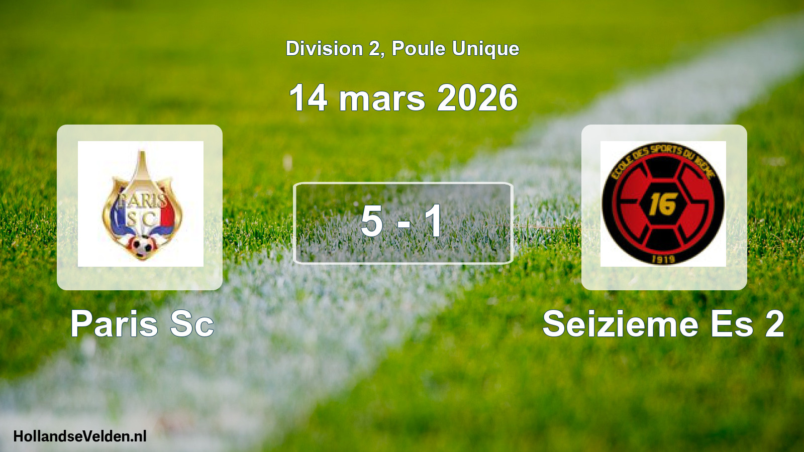 Total number of matches played: Paris Sc - Seizieme Es 2 5 - 1 (14 March 2026)