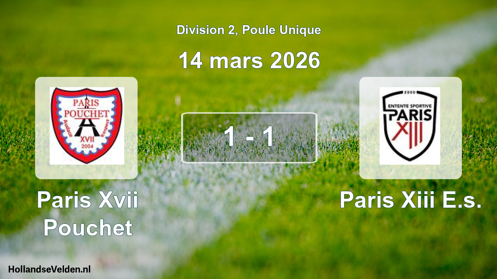 Total number of matches played: Paris Xvii Pouchet - Paris Xiii E.s. 1 - 1 (14 March 2026)