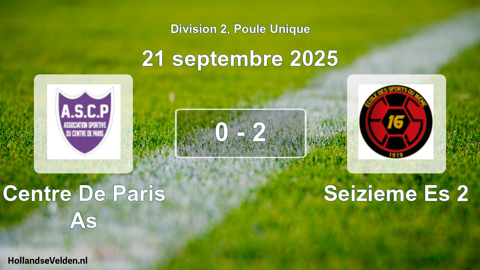 Total number of matches played: Centre De Paris As - Seizieme Es 2 0 - 2 (21 September 2025)