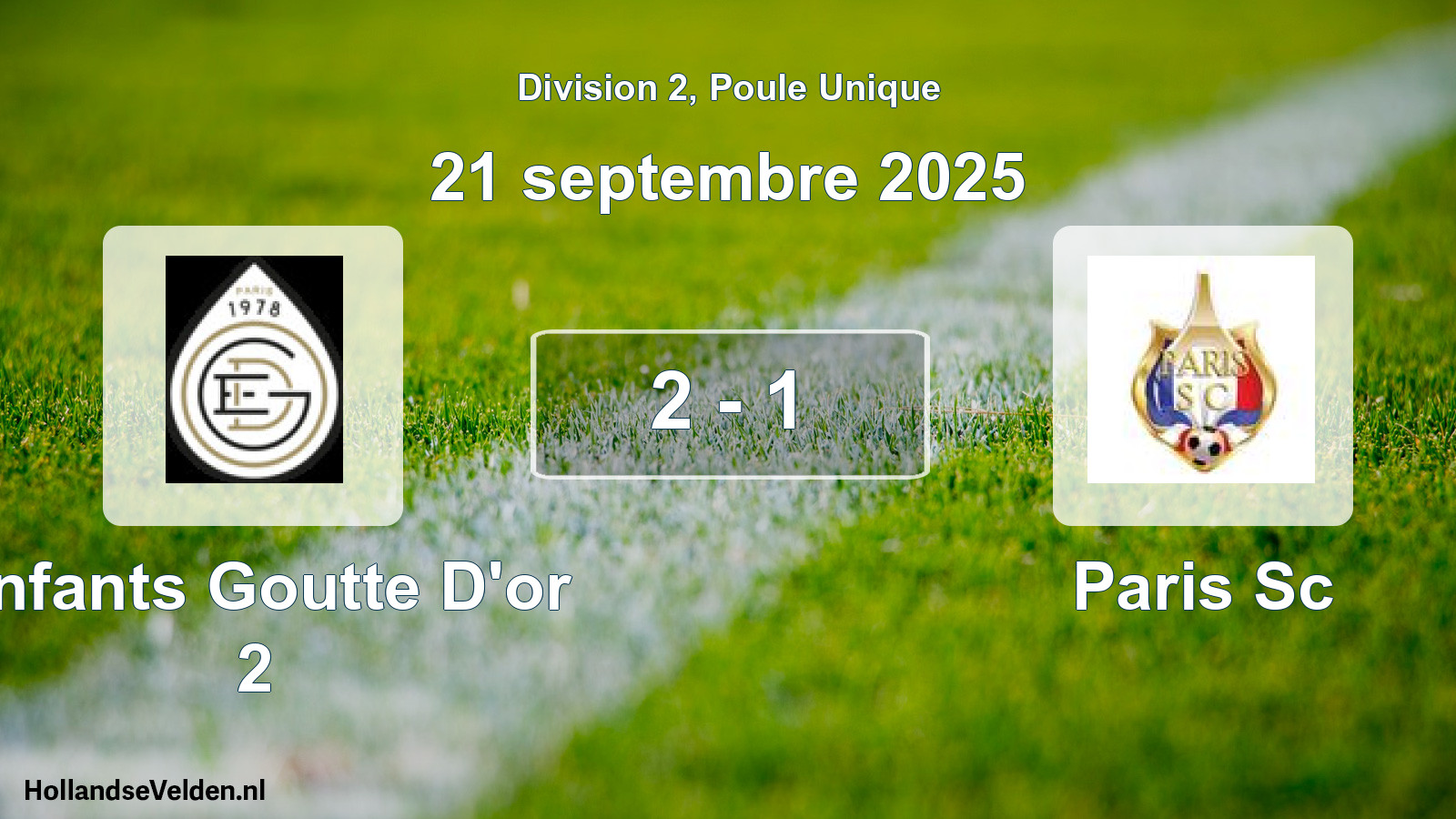Total number of matches played: Enfants Goutte D'or 2 - Paris Sc 2 - 1 (21 September 2025)