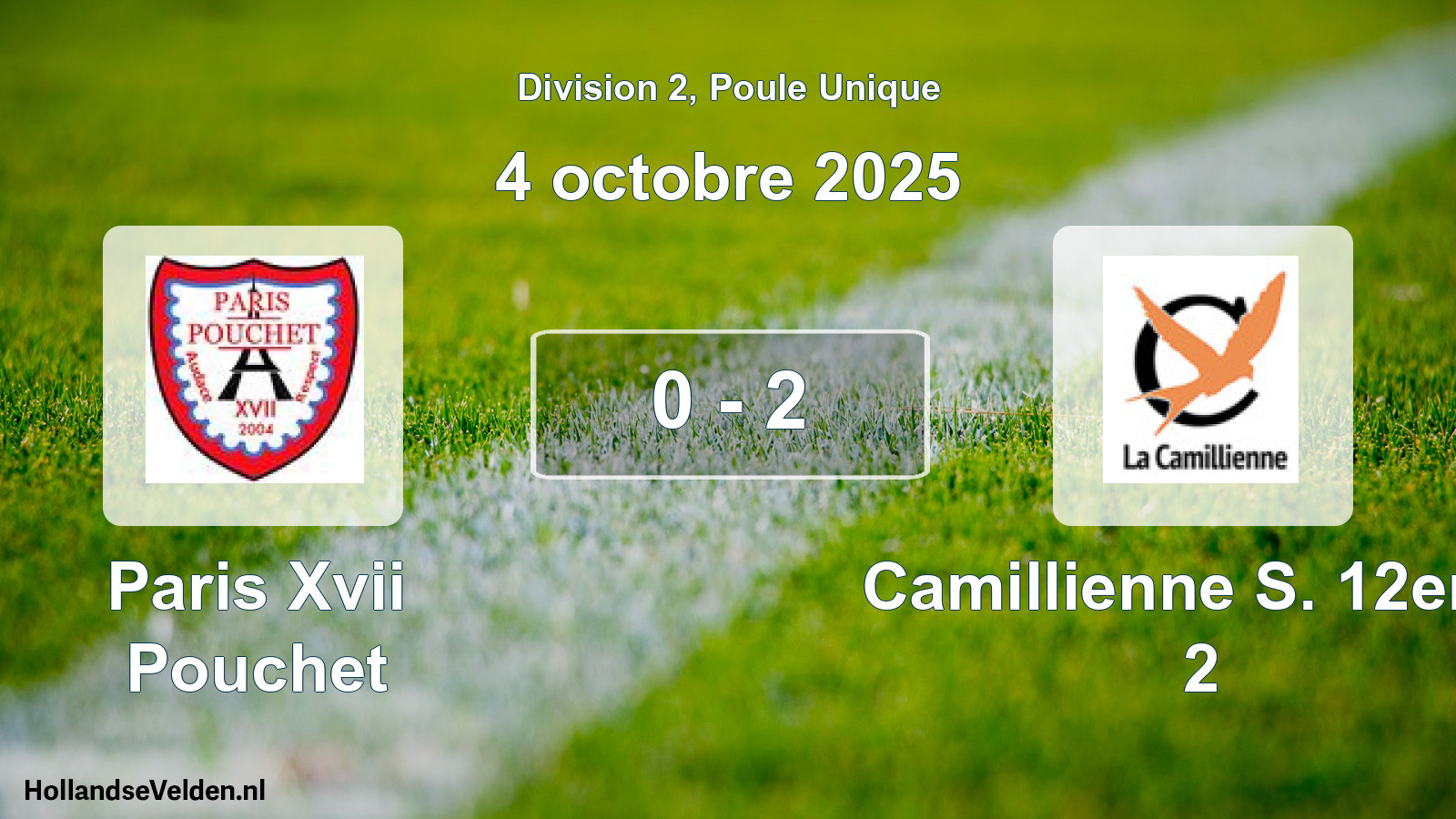 Total number of matches played: Paris Xvii Pouchet - Camillienne S. 12eme 2 0 - 2 (4 October 2025)