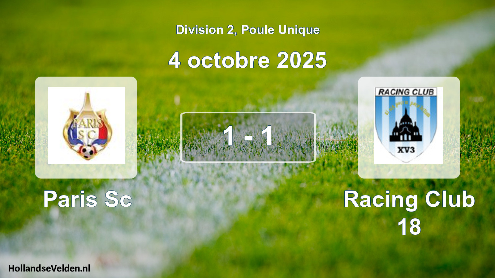Total number of matches played: Paris Sc - Racing Club 18 1 - 1 (4 October 2025)