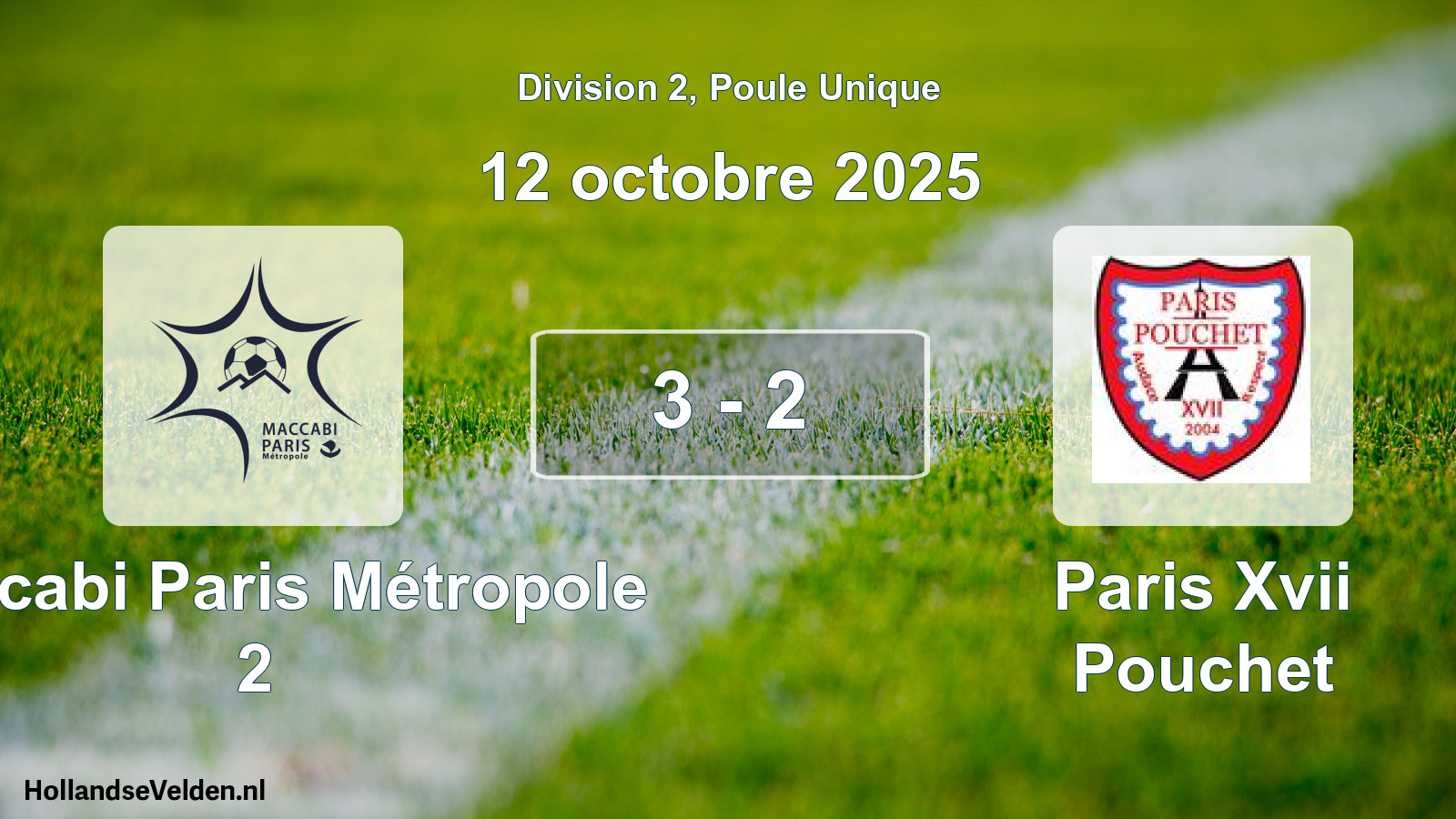 Total number of matches played: Maccabi Paris Métropole 2 - Paris Xvii Pouchet 3 - 2 (12 October 2025)