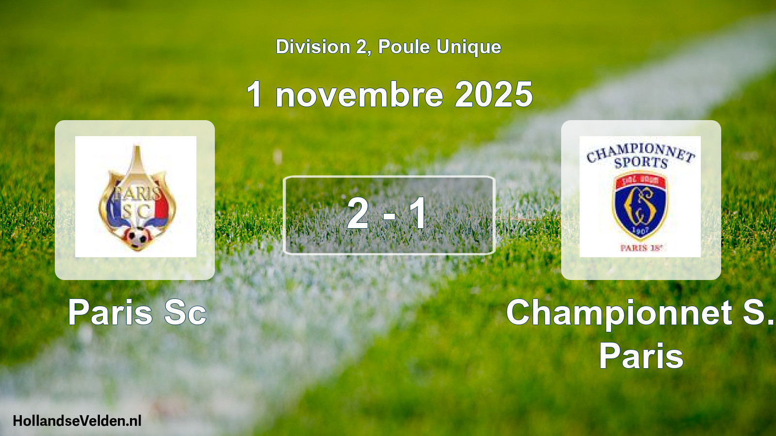 Total number of matches played: Paris Sc - Championnet S. Paris 2 - 1 (1 November 2025)