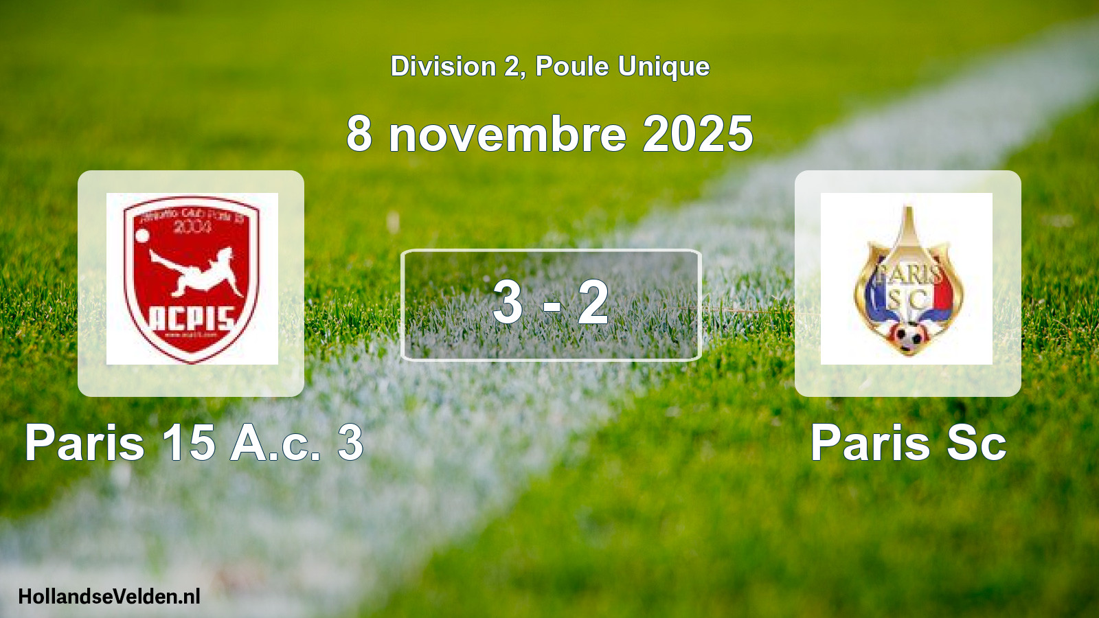 Total number of matches played: Paris 15 A.c. 3 - Paris Sc 3 - 2 (8 November 2025)