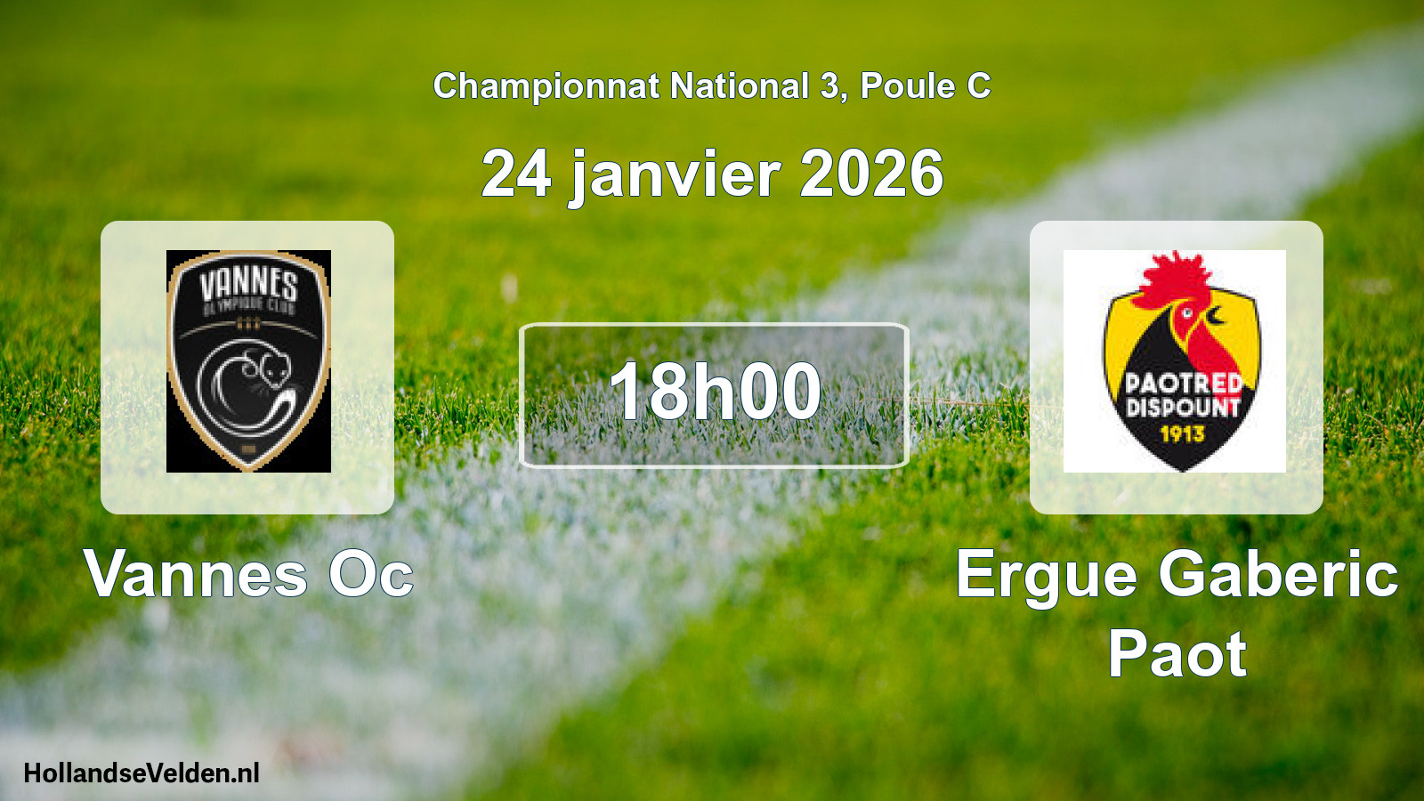 Geplande wedstrijd: Vannes Oc - Ergue Gaberic Paot (24 janvier 2026)