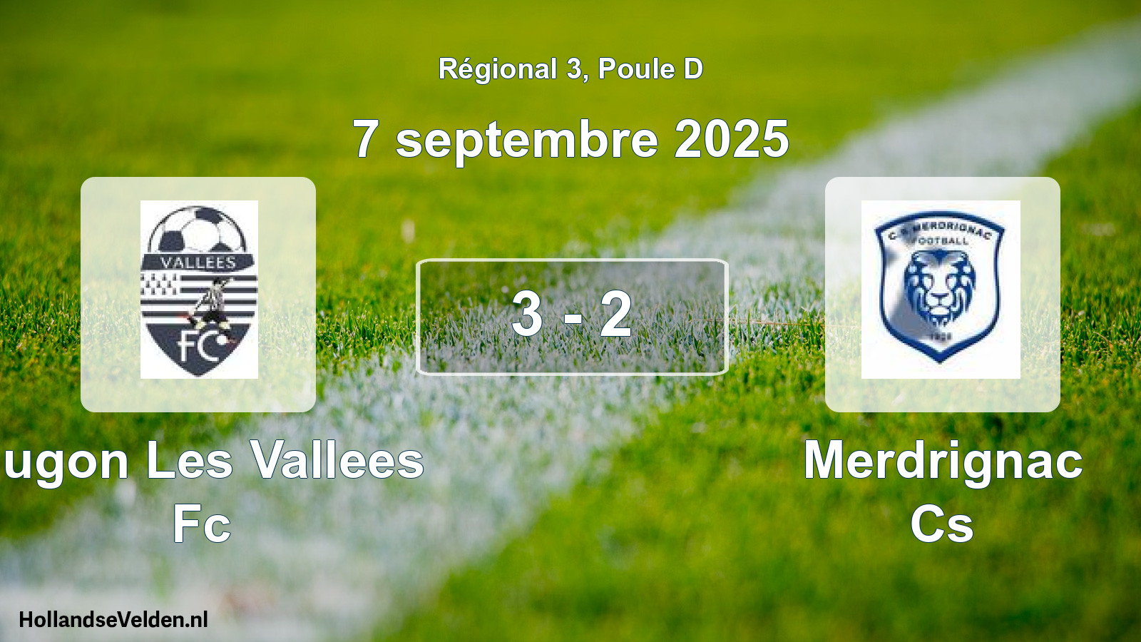 Gespeelde wedstrijd: Jugon Les Vallees Fc - Merdrignac Cs 3 - 2 (7 septembre 2025)