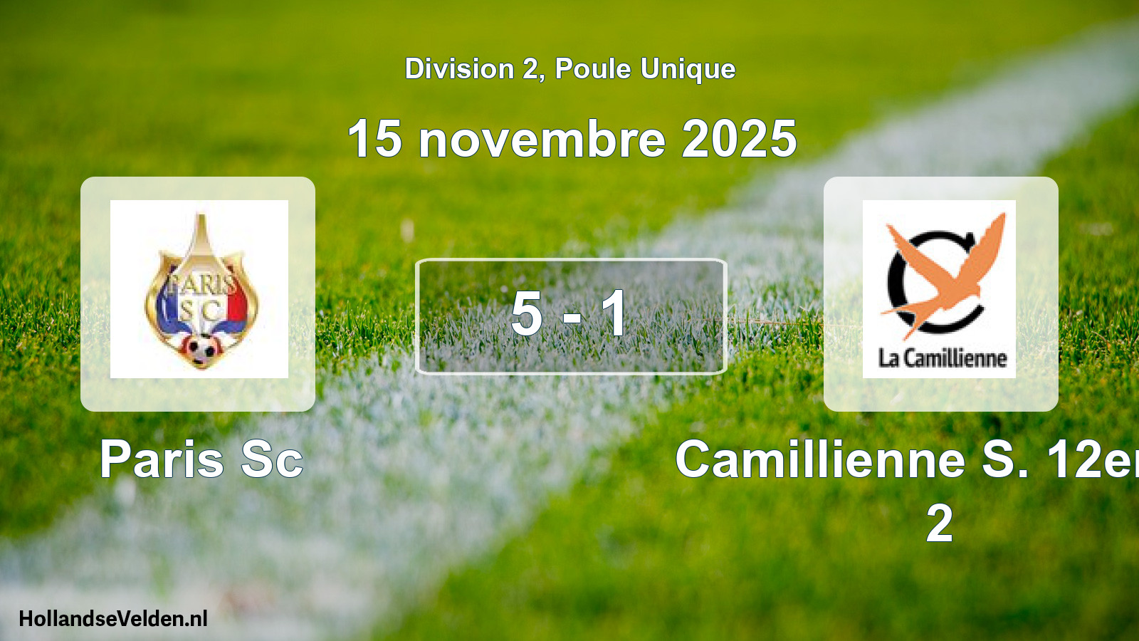 Total number of matches played: Paris Sc - Camillienne S. 12eme 2 5 - 1 (15 November 2025)