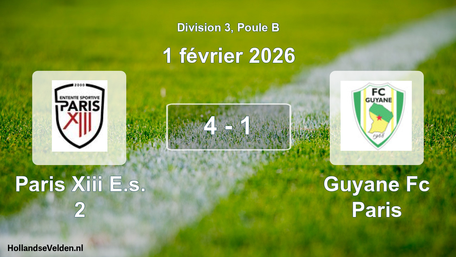 Total number of matches played: Paris Xiii E.s. 2 - Guyane Fc Paris 4 - 1 (1 February 2026)