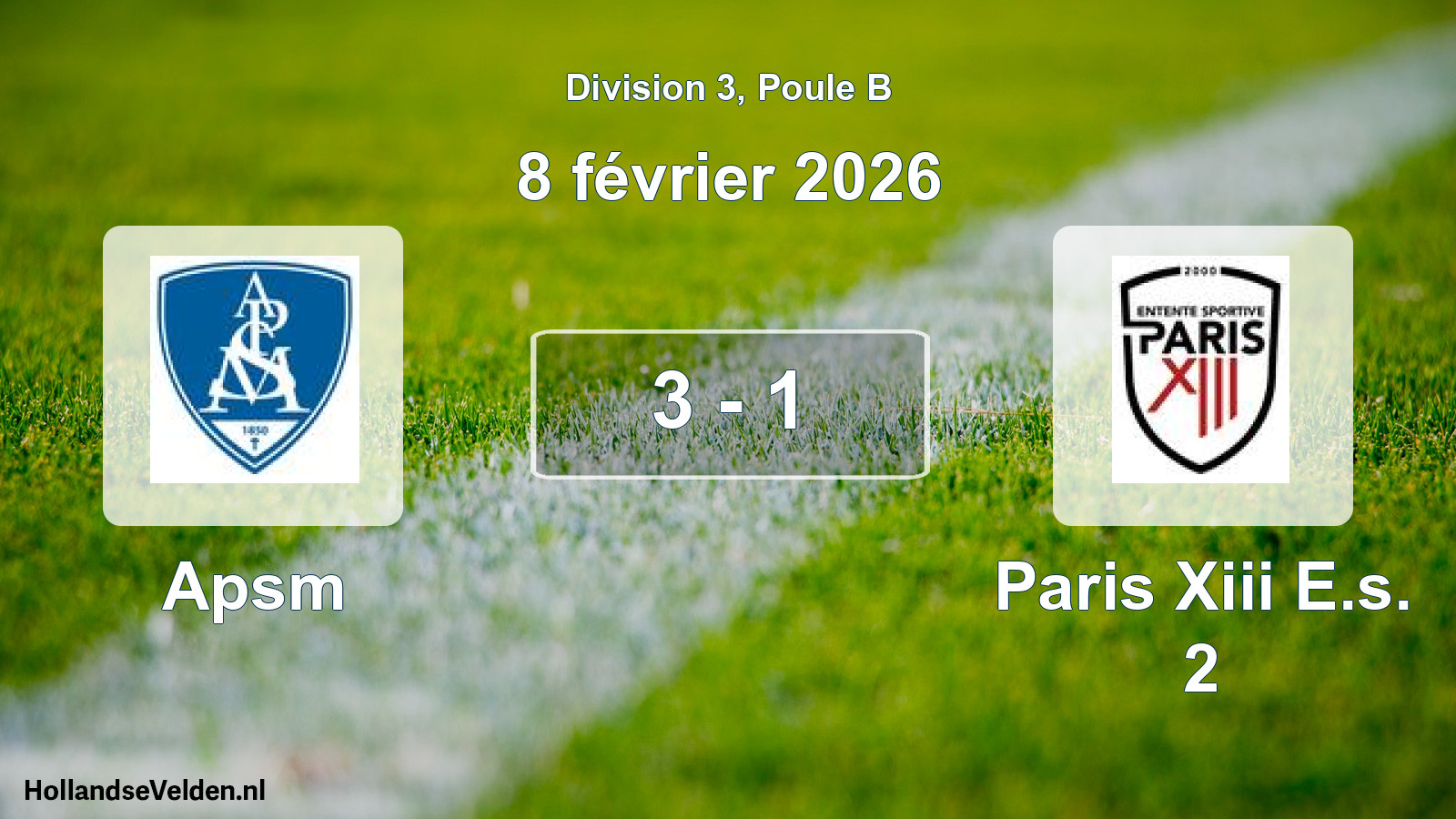 Total number of matches played: Apsm - Paris Xiii E.s. 2 3 - 1 (8 February 2026)