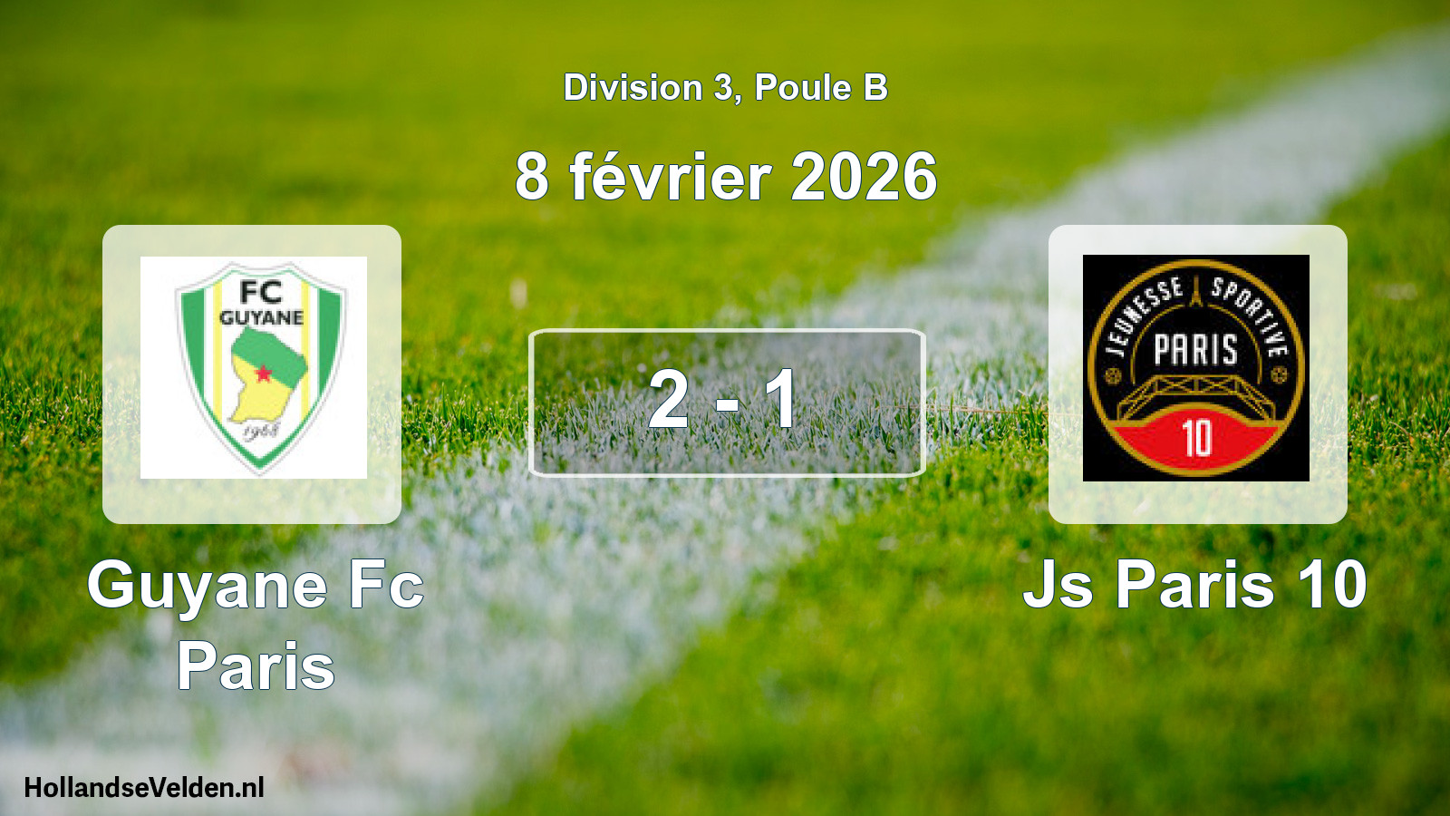 Total number of matches played: Guyane Fc Paris - Js Paris 10 2 - 1 (8 February 2026)