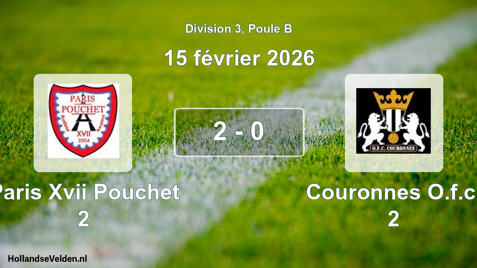 Total number of matches played: Paris Xvii Pouchet 2 - Couronnes O.f.c. 2 2 - 0 (15 February 2026)