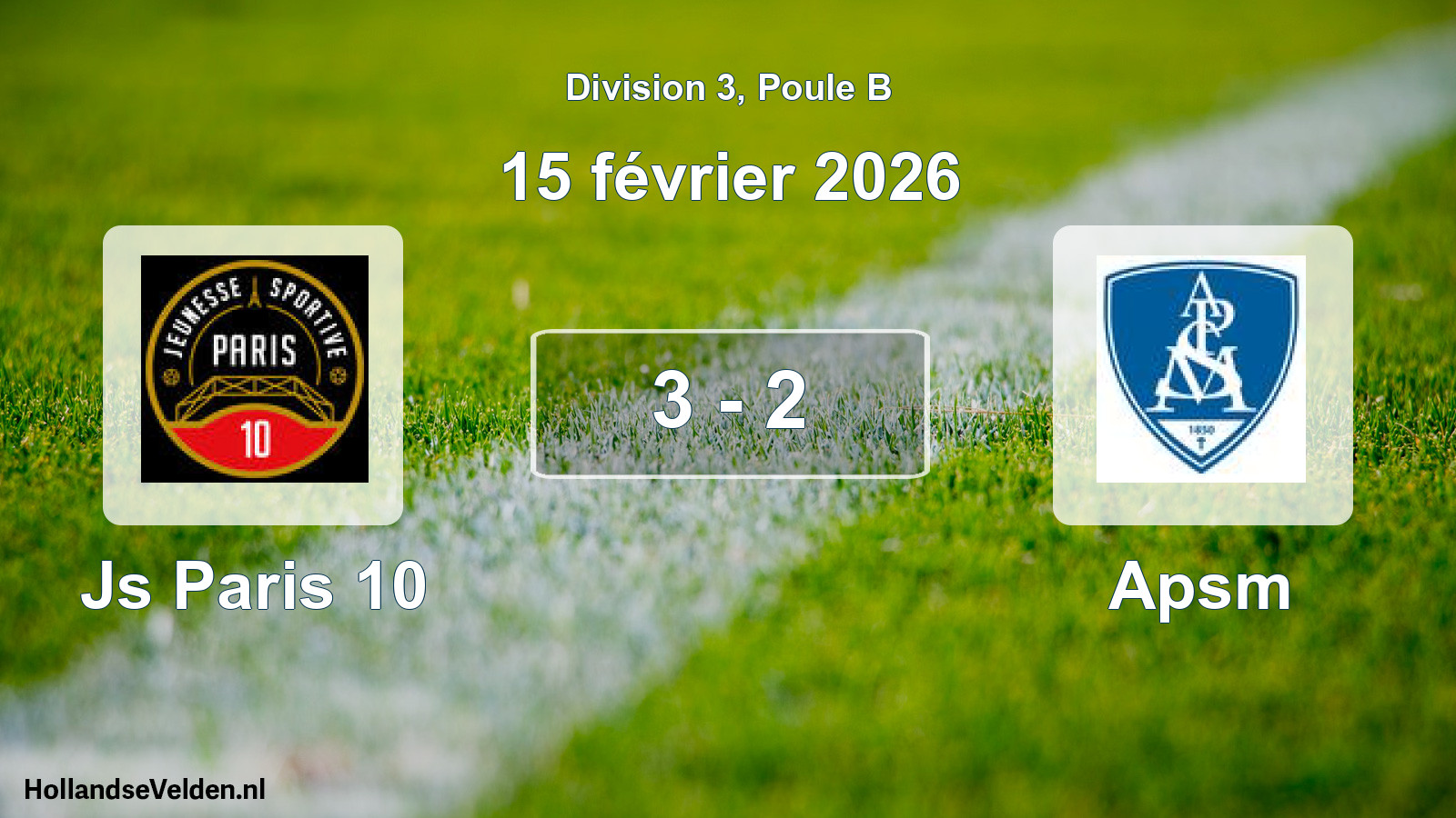 Total number of matches played: Js Paris 10 - Apsm 3 - 2 (15 February 2026)