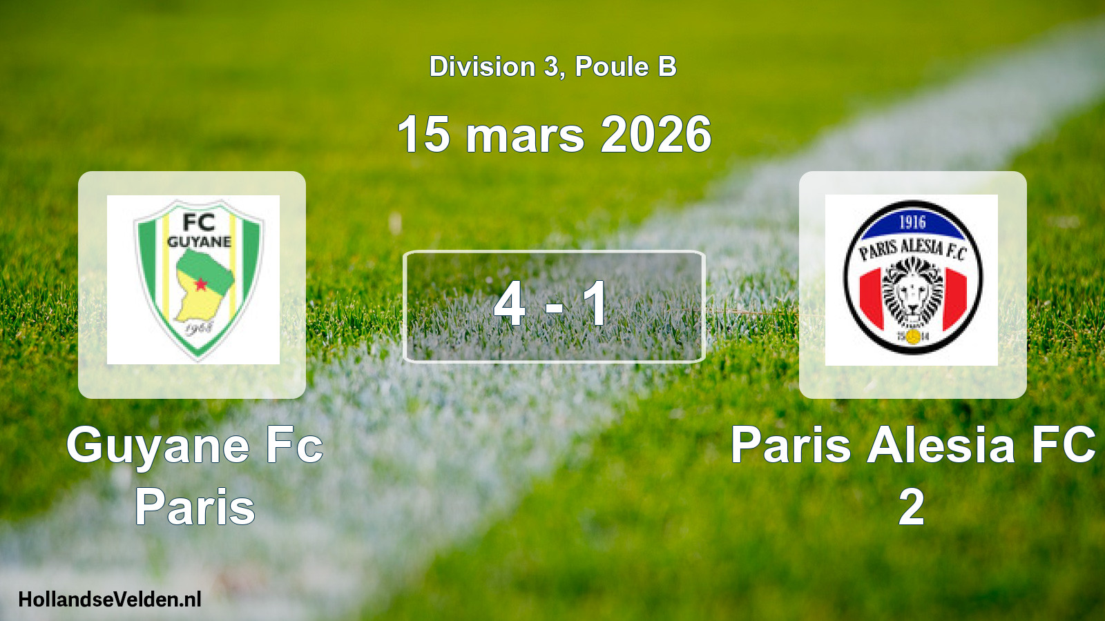Total number of matches played: Guyane Fc Paris - Paris Alesia FC 2 4 - 1 (15 March 2026)