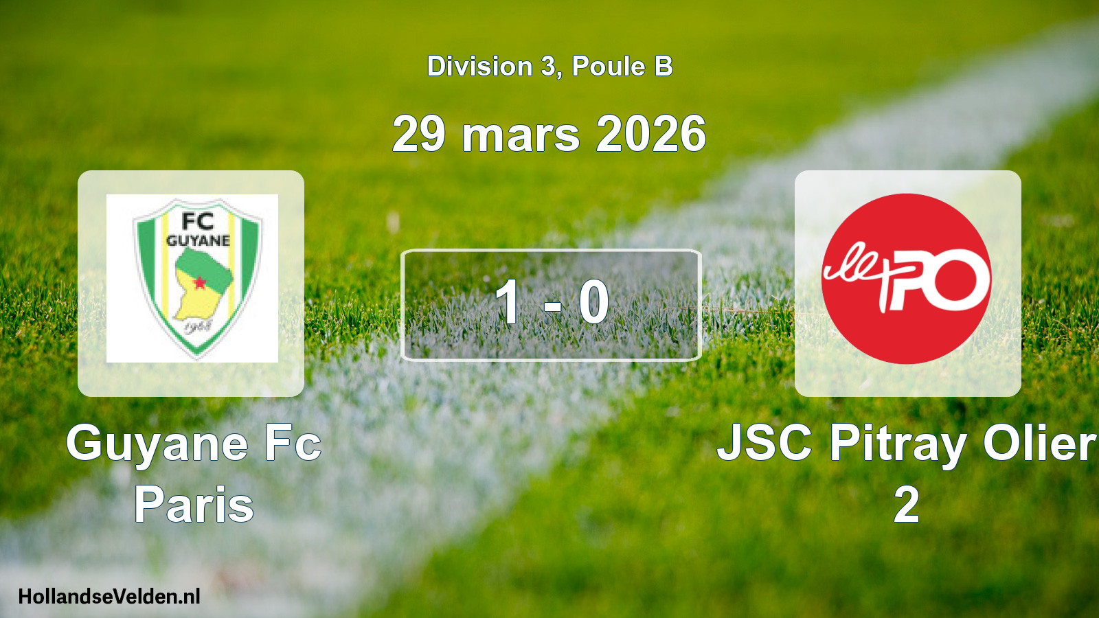 Total number of matches played: Guyane Fc Paris - JSC Pitray Olier 2 1 - 0 (29 March 2026)