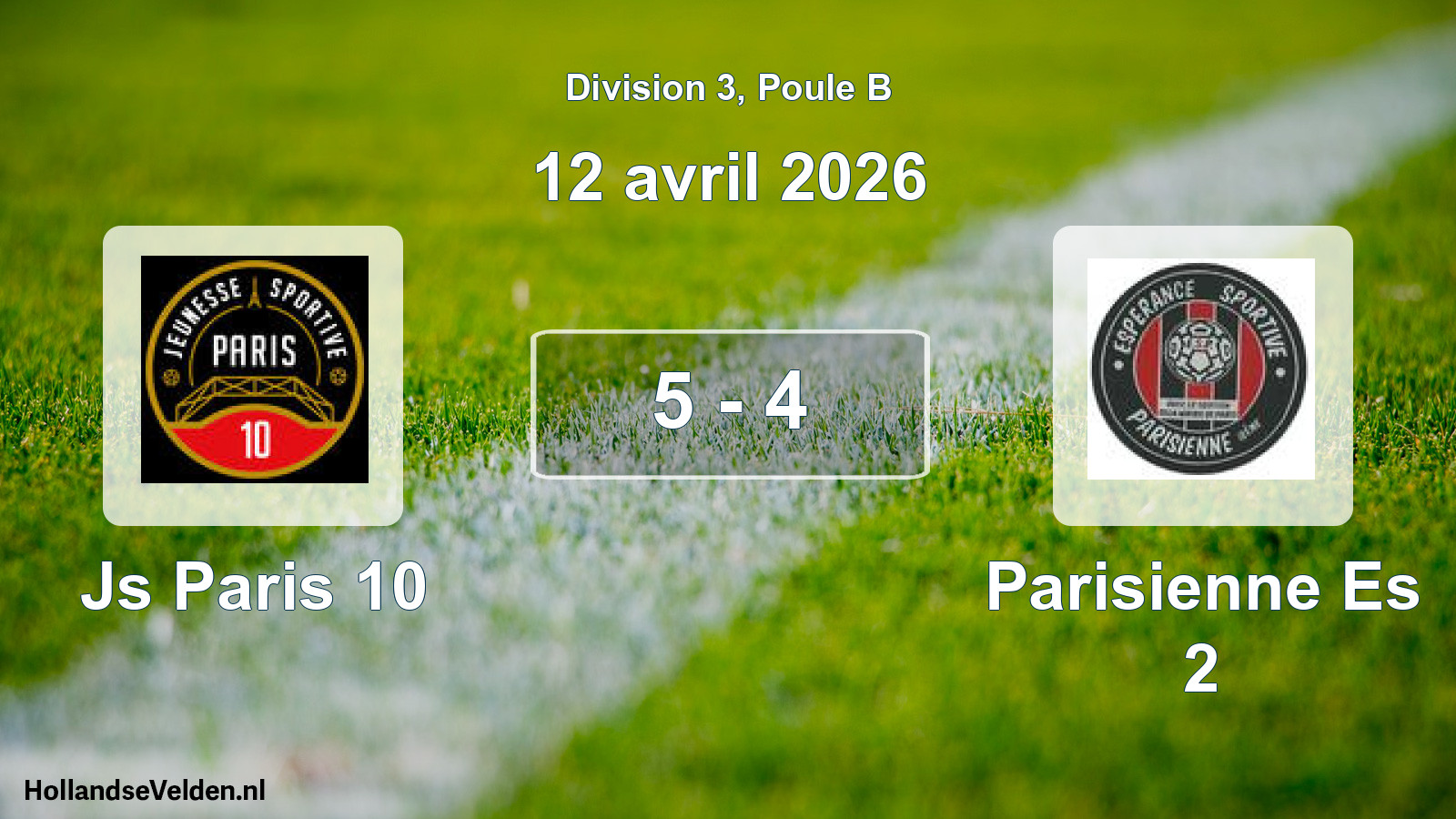 Total number of matches played: Js Paris 10 - Parisienne Es 2 5 - 4 (12 April 2026)