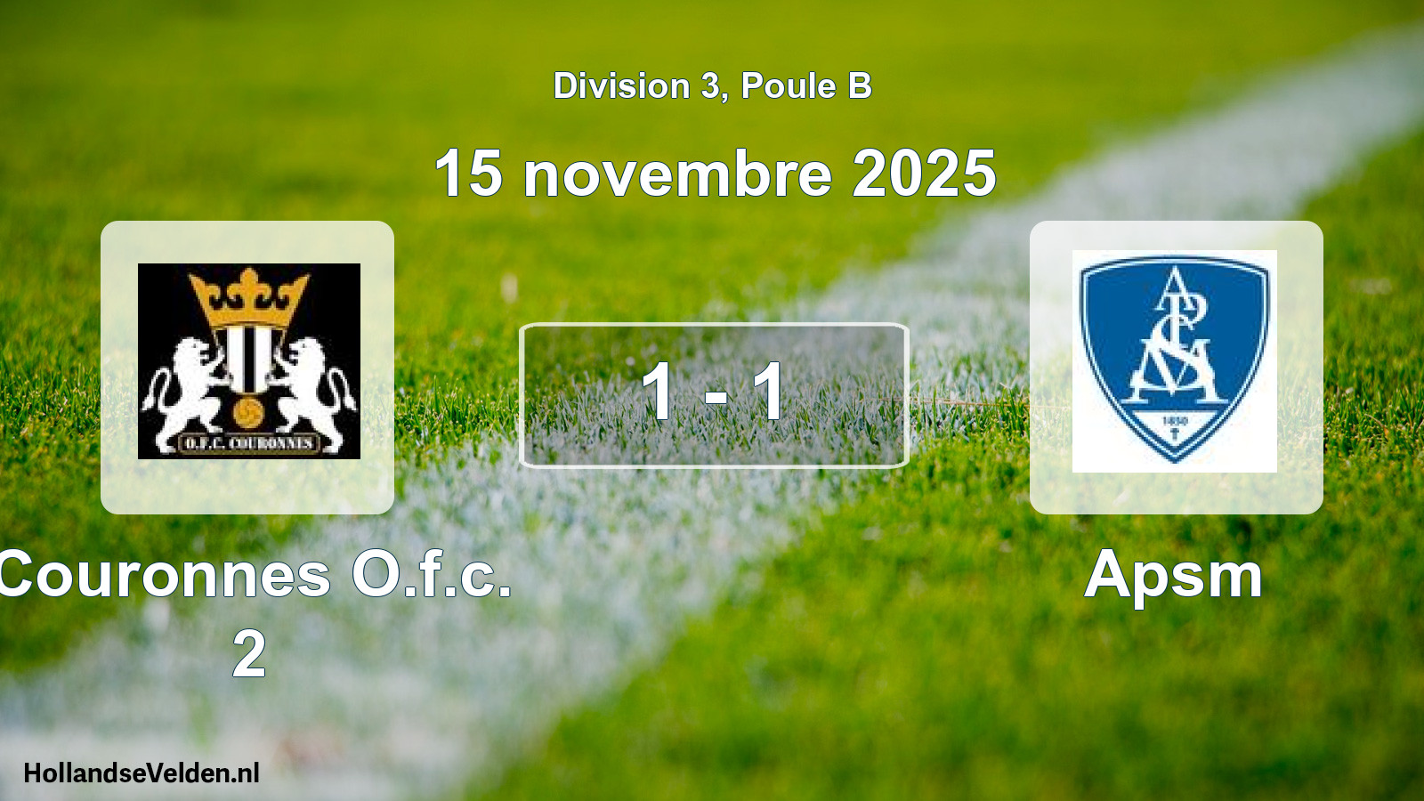 Total number of matches played: Couronnes O.f.c. 2 - Apsm 1 - 1 (15 November 2025)
