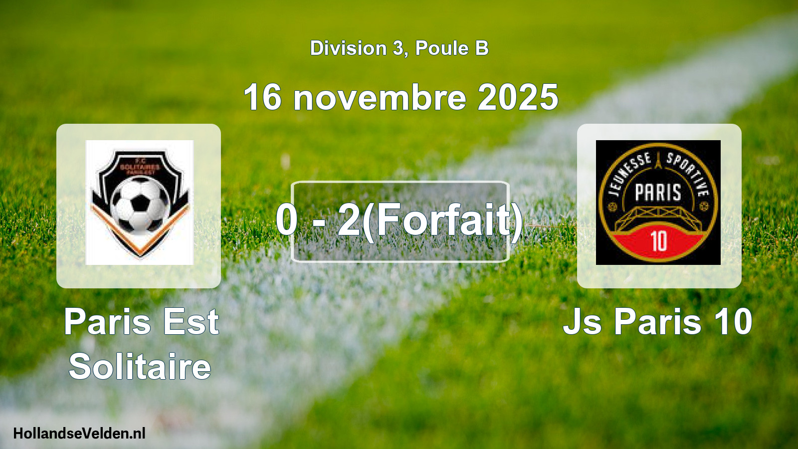 Match joué: Paris Est Solitaire - Js Paris 10 0 - 2(Forfait) (16 novembre 2025)