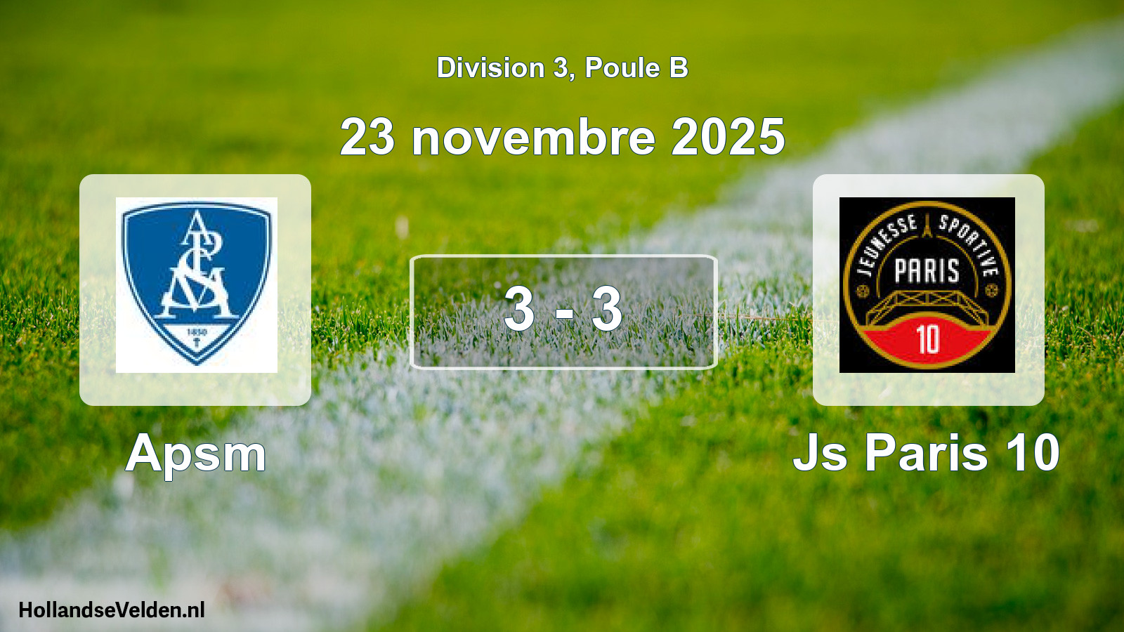 Total number of matches played: Apsm - Js Paris 10 3 - 3 (23 November 2025)
