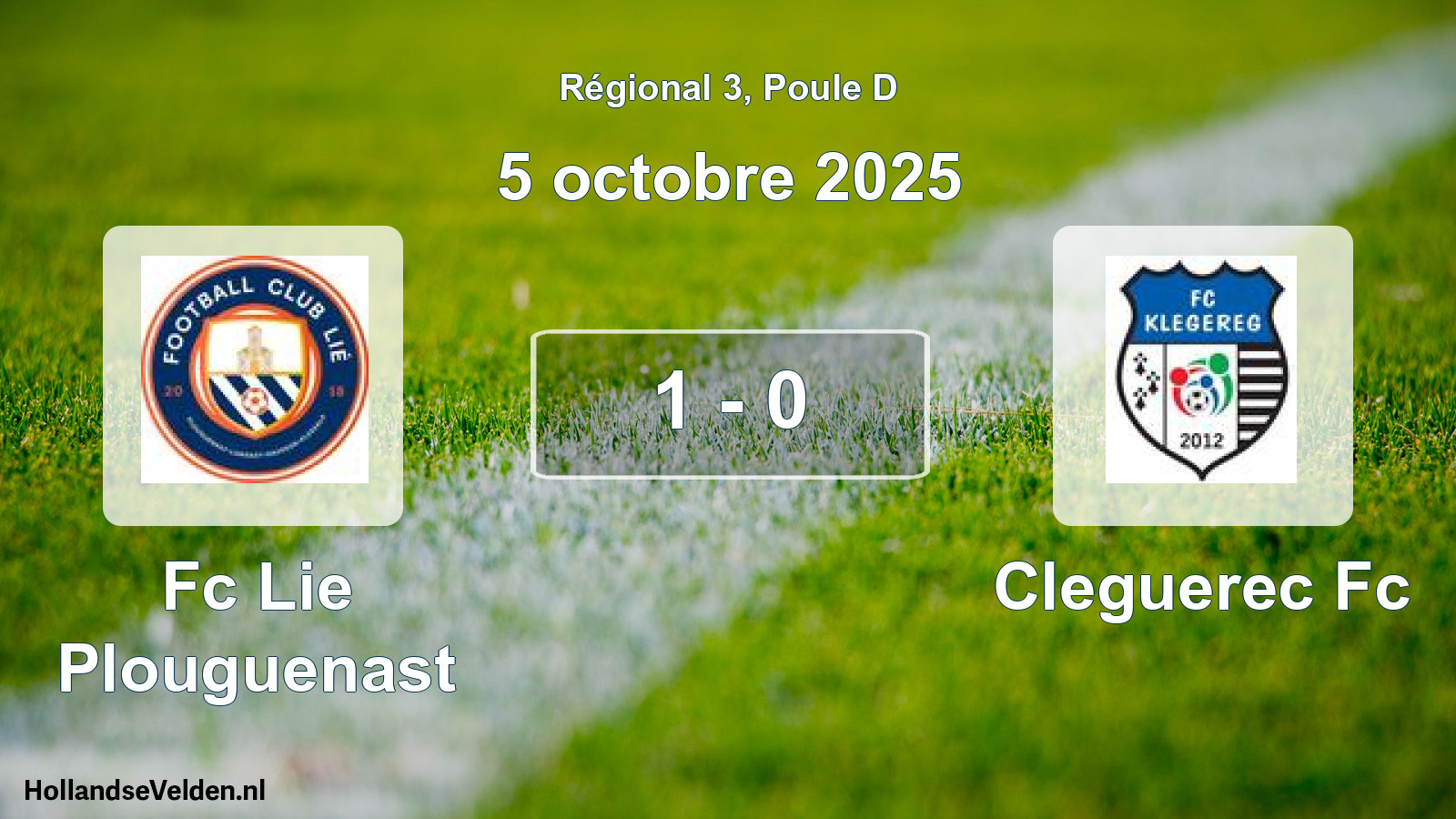 Gespeelde wedstrijd: Fc Lie Plouguenast - Cleguerec Fc 1 - 0 (5 octobre 2025)
