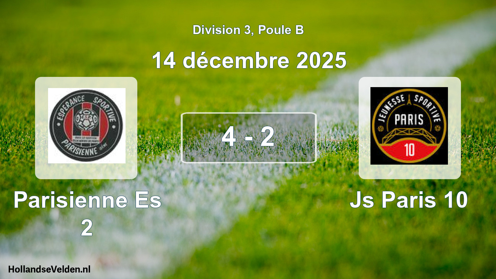 Total number of matches played: Parisienne Es 2 - Js Paris 10 4 - 2 (14 December 2025)
