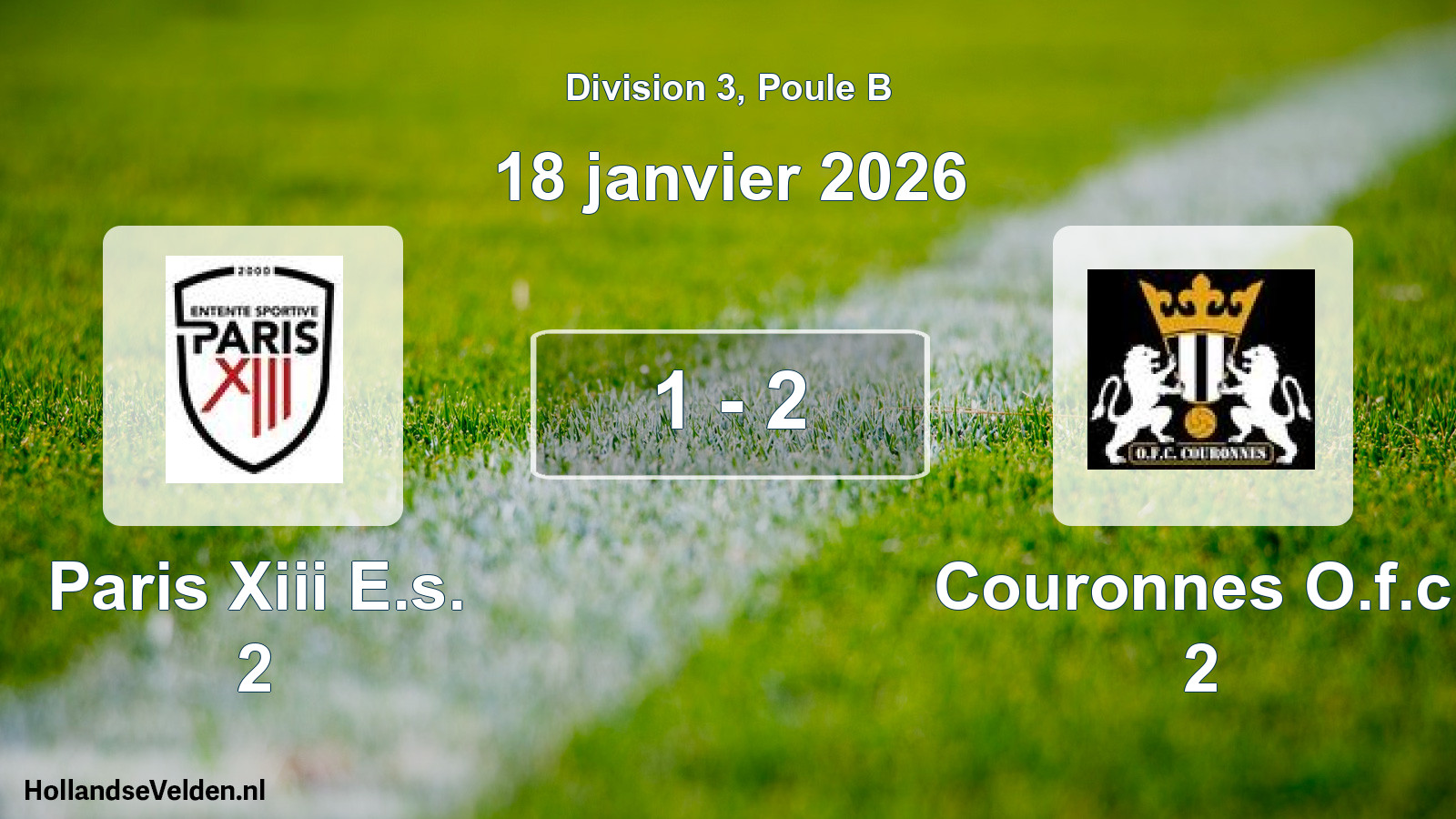 Total number of matches played: Paris Xiii E.s. 2 - Couronnes O.f.c. 2 1 - 2 (18 January 2026)