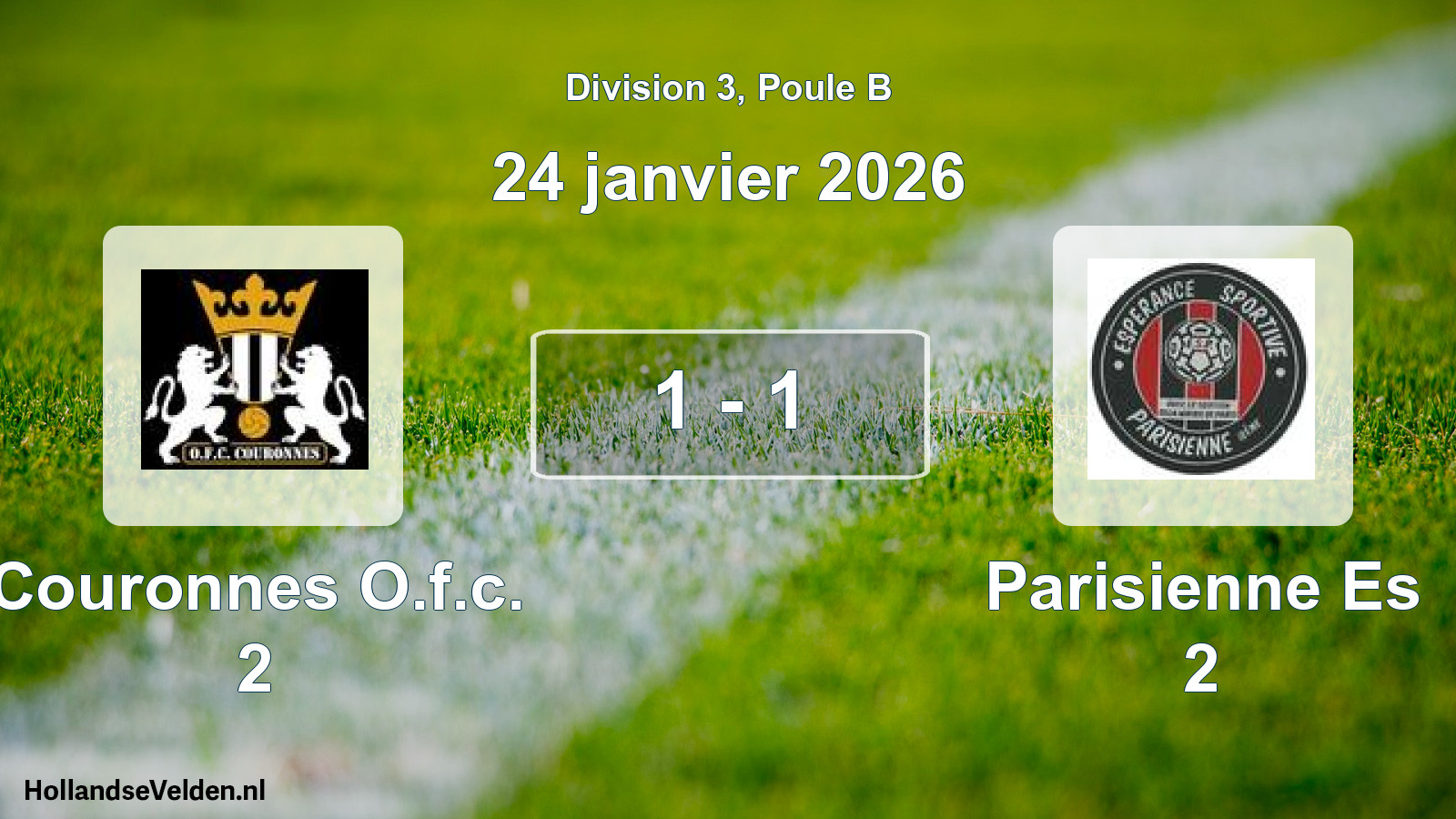 Total number of matches played: Couronnes O.f.c. 2 - Parisienne Es 2 1 - 1 (24 January 2026)