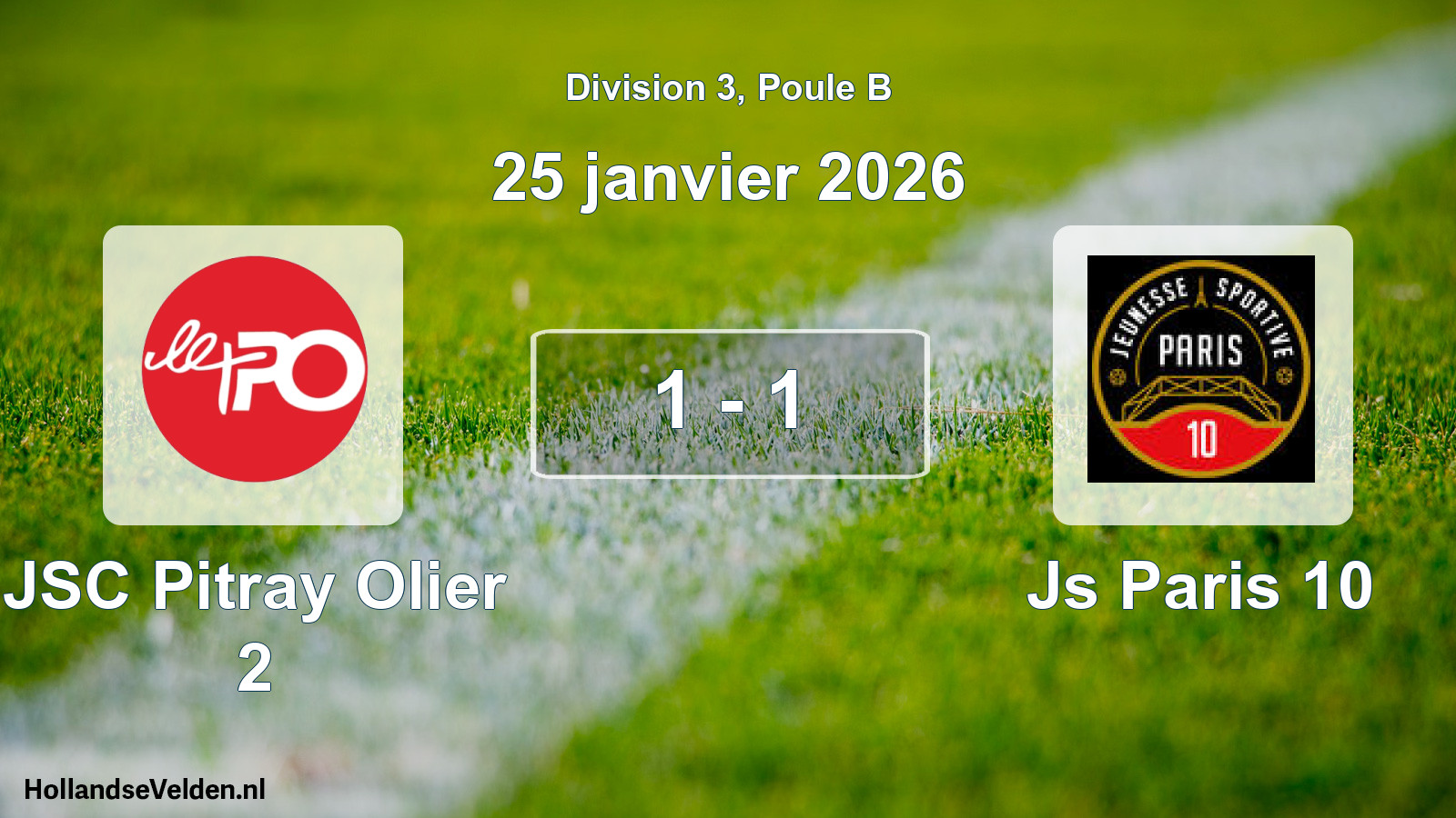Gespeelde wedstrijd: JSC Pitray Olier 2 - Js Paris 10 1 - 1 (25 januari 2026)