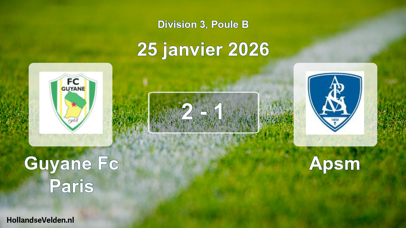 Total number of matches played: Guyane Fc Paris - Apsm 2 - 1 (25 January 2026)