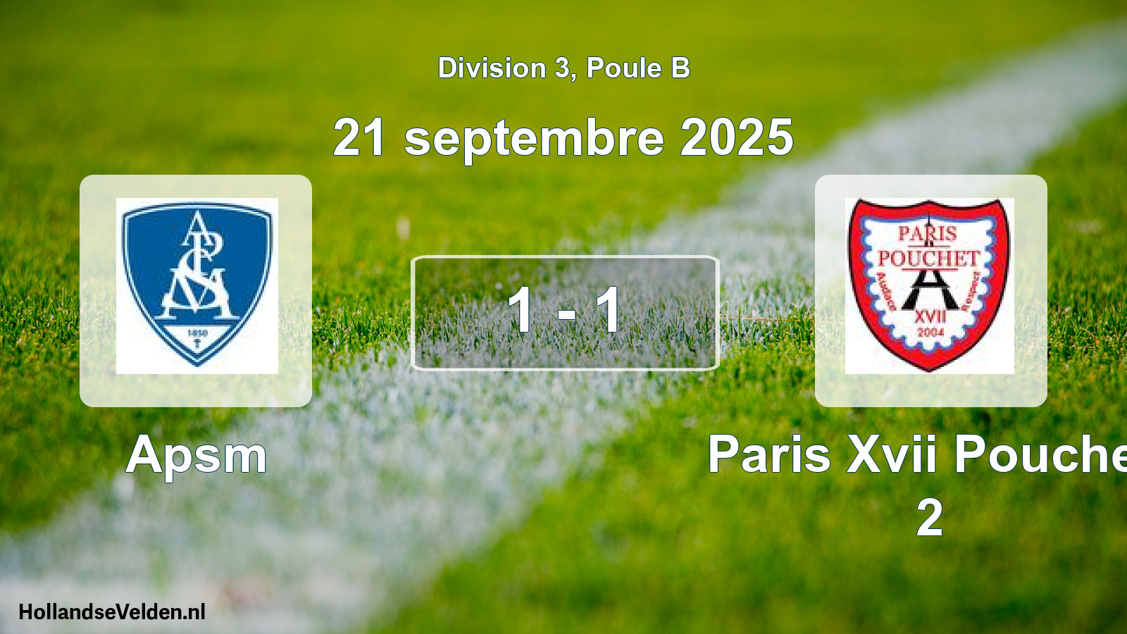 Total number of matches played: Apsm - Paris Xvii Pouchet 2 1 - 1 (21 September 2025)
