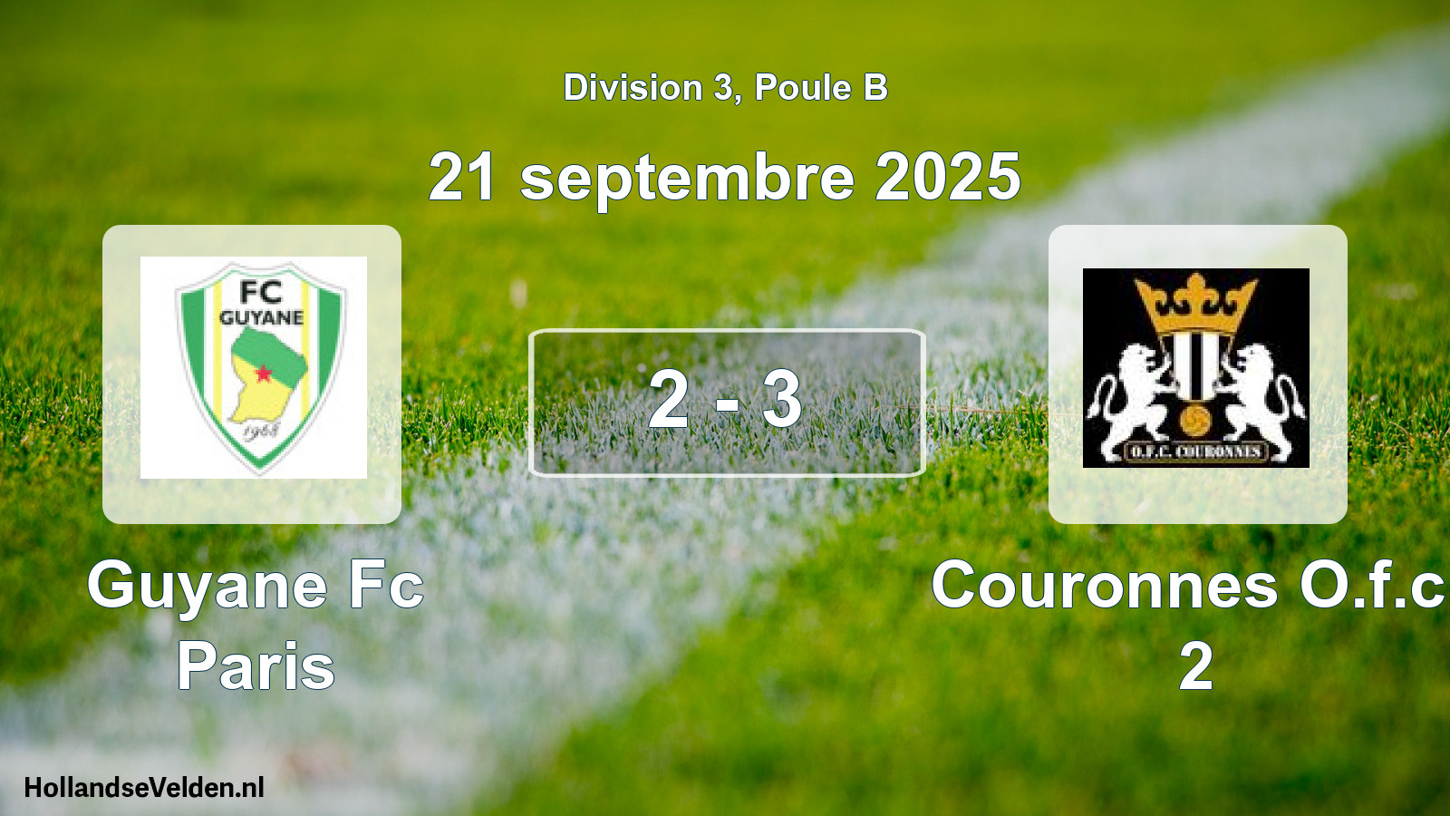 Total number of matches played: Guyane Fc Paris - Couronnes O.f.c. 2 2 - 3 (21 September 2025)