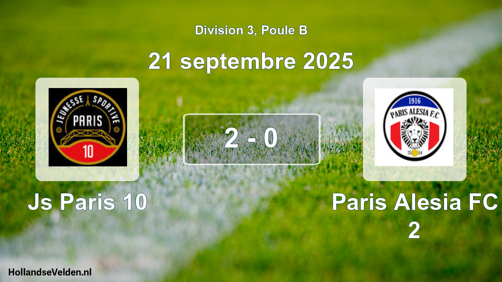 Total number of matches played: Js Paris 10 - Paris Alesia FC 2 2 - 0 (21 September 2025)