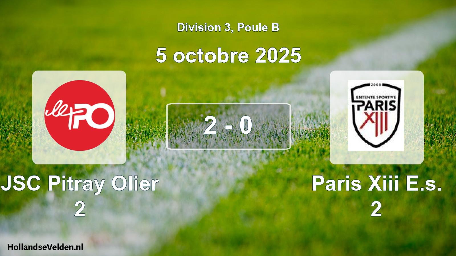 Total number of matches played: JSC Pitray Olier 2 - Paris Xiii E.s. 2 2 - 0 (5 October 2025)